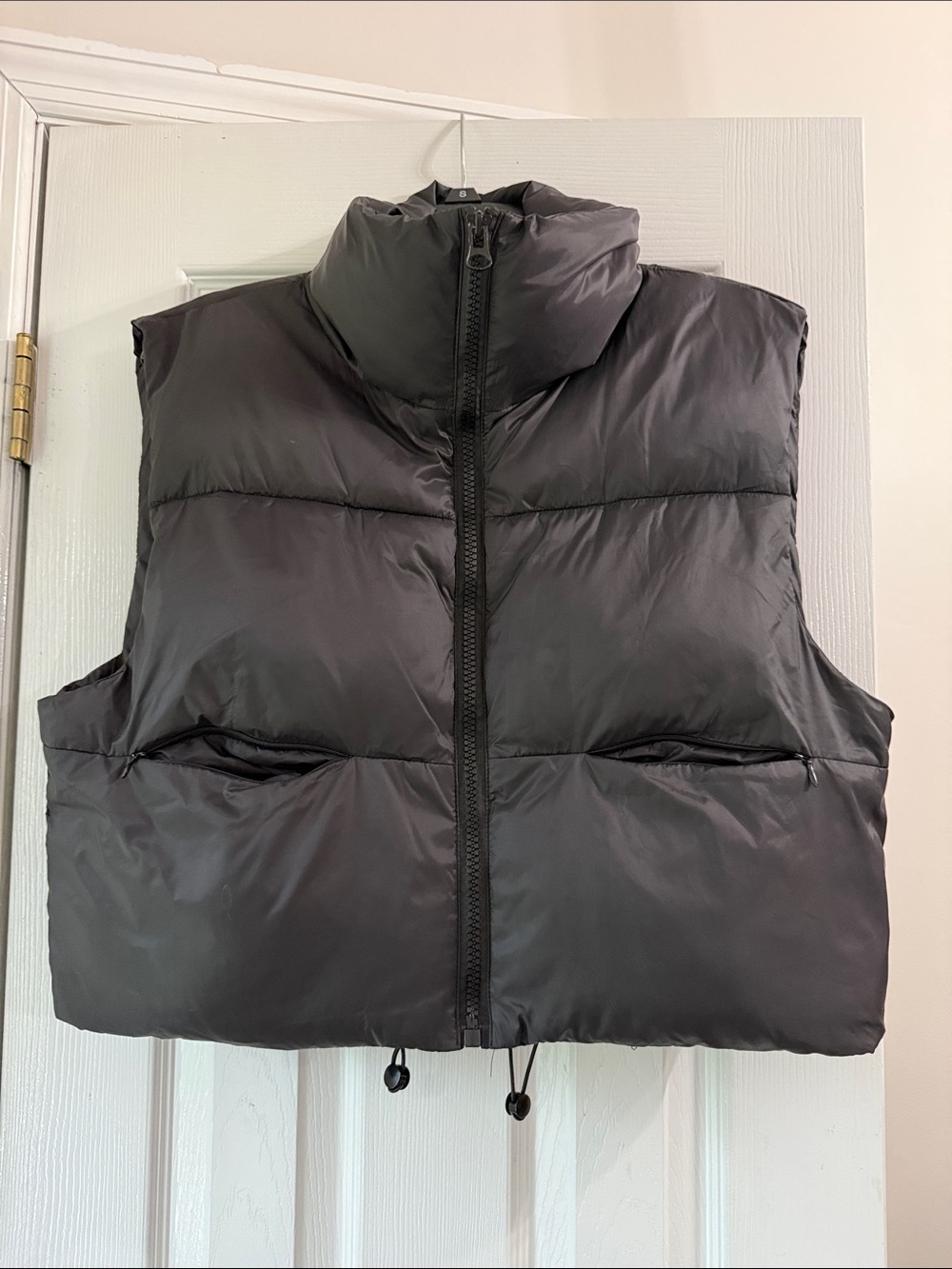 Women's Black Puffer Vest with High Collar